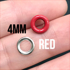 4mm Eyelets in Red Color | Painted Grommets for Leather | DIY Craft Supplies (10 sets / Red)