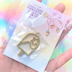 Popsicle Deco Frame for UV Resin Filling | Ice Pop Open Back Bezel Charm | Kawaii Food Jewellery DIY (1 piece / Gold / 21mm x 41mm)