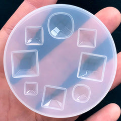 Faceted Square Gemstone Silicone Mold Assortment (8 Cavity) | Assorted Rhinestones Mold | Resin Jewelry Supplies (5mm to 12mm)