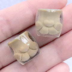 Dollhouse Cat Paw Shaped Mug | 3D Miniature Coffee Drink | Kawaii Cabochon for Decoden | Doll House Food Craft Supplies (2 pcs / Brown / 16mm x 16mm)