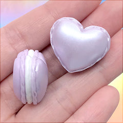 French Macaroon Cabochons | Faux Macaron Embellishments | Kawaii Jewelry DIY | Fake Sweet Deco (2 pcs / Purple / 25mm x 22mm)
