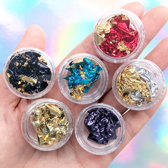 Reversible Gold Foil | Double Sided Colored Foil | Red Blue Purple Black Foil | Gold Leaf | Resin Inclusion | Nail Designs (Set of 6)