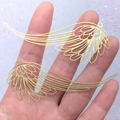 Angel Wings Metal Bookmark Charm | Deco Frame for UV Resin Filling | Magical Girl Jewelry DIY (2 pcs / 29mm x 78mm)