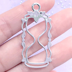 Fancy Hourglass Open Bezel Charm | Sand Timer Deco Frame for UV Resin Filling | Sandglass Pendant | Resin Craft Supplies (1 piece / Silver / 21mm x 44mm)