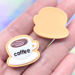 Kawaii Sugar Cookie Cabochons in Coffee Shape | Miniature Food | Dollhouse Sweet Jewellery DIY | Decoden Supplies (3 pcs / 25mm x 22mm)
