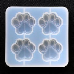 Cat Paw Silicone Mold (4 Cavity) | Dog Paw Mold | Animal Mold | Clear Mold for UV Resin | Decoden Cabochon DIY (36mm x 34mm)