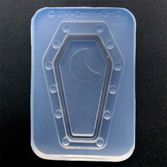 Kawaii Coffin Shaker Charm with Moon Silicone Mold | Halloween Resin Art | Gothic Jewellery Making (51mm x 79mm)