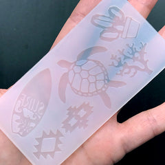 Beach Silicone Mold (6 Cavity) | Surf Board Sea Turtle Coral Mold | Soft Clear Mold for UV Resin | Epoxy Resin Mould Supplies