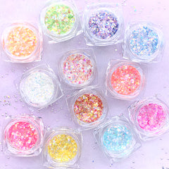 Assorted Iridescent Hexagon Glitter in Candy Color | Holographic Confetti Sprinkles in Rainbow Colour | Resin Decoration (12 boxes)