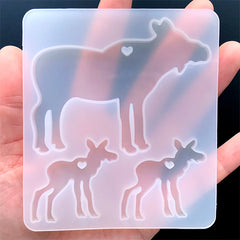 Reindeer Without Antlers Silicone Mold (3 Cavity) | Deer Family Mould | Mother and Child Jewelry DIY | Resin Craft Supplies