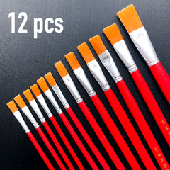 Disposable Flat Nylon Hair Paint Brushes for Resin Crafts | Affordable Paint Brush for Oil Acrylic Watercolor Painting (12 pcs)