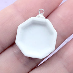 Octagon Ceramic Bezel Setting | Porcelain Bezel Tray | UV Resin Jewelry Supplies (1 piece / White / 19mm x 23mm)