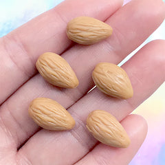 Almond Resin Cabochon | Fake Nut Embellishment | Kawaii Decoden Cabochons | Faux Food Jewelry DIY (5 pcs / 9mm x 16mm)