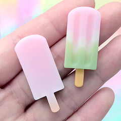 Kawaii Ice Pop Cabochon | Miniature Food Jewellery Supplies | Resin Decoden Embellishments (2 pcs / 15mm x 38mm)