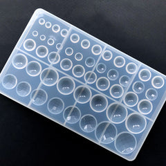 Assorted Round Dome Cabochon and Faceted Cabochon Silicone Mold (50 Cavity) | UV Resin Jewelry Supplies (5mm to 32mm)