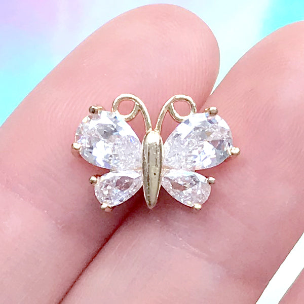 Rhinestone Butterfly Pendant Sparkle Insect Charm Bling Bling