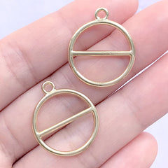 Hollow Circle Open Bezel Pendant for UV Resin Filling | Round Deco Frame Charm | Geometric Jewelry DIY (2 pcs / Gold / 20mm x 23mm)