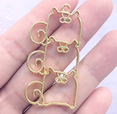 CLEARANCE Kawaii Animal Skewer Open Bezel Charm | Cute Pig Deco Frame for UV Resin Filling | Resin Jewellery DIY (1 piece / Gold / 25mm x 48mm)