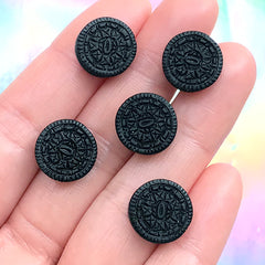 Miniature Sandwich Cookie Cabochon | Dollhouse Biscuit | Doll Food Supplies | Kawaii Food Jewelry Making | Sweet Decoden (5 pcs / 13mm x 5mm)