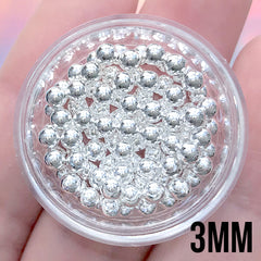 3mm Silver Beads | High Quality Metallic Beads with No Hole | Faux Toppings for Fake Sweets DIY (10g)