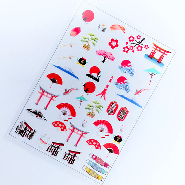 Japanese Culture Clear Film Sheet | Japan Embellishments | Resin Inclusions | Filling Material for Resin Crafts