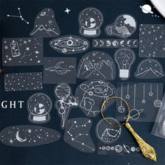 Cosmos Sticker Flakes | Astronomy and Astrology Stickers | Solar System Planet Star PVC Stickers (Set of 40 pcs)