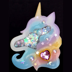 Unicorn Shaker Silicone Mold | Kawaii Cabochon Mold | Magical Girl Jewelry Making | UV Resin Craft Supplies (48mm x 64mm)