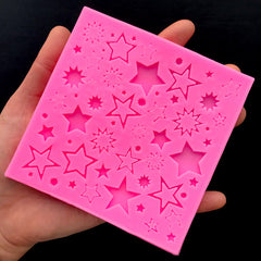 Assorted Star Silicone Mold (57 Cavity) | Star Assortment Mold | Decoden Cabochon Mold | Kawaii Embellishment Mold | Epoxy Resin Mold