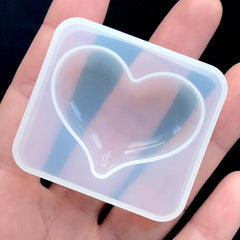 Resin Heart Silicone Mold | Kawaii Decoden Cabochon Mold | Clear Mold for UV Resin | Epoxy Resin Flexible Mould (39mm x 30mm)