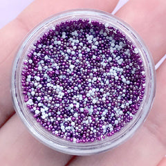 Fake Candy Toppings for Mini Food Craft | Dollhouse Dragee | Miniature Food Jewelry Making | Micro Bead Mix for Nail Decorations (Purple White / 3g)