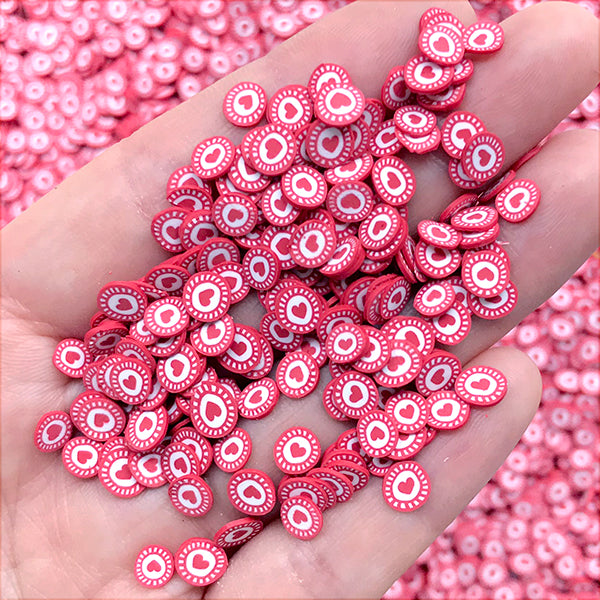 Miniature Heart Peppermint Candy | Dollhouse Sweet Deco | Kawaii Polymer Clay Slices | Mini Christmas Embellishments (5 grams)
