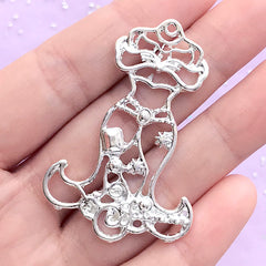 Princess Dress Open Bezel Charm | Kawaii Deco Frame | UV Resin Jewellery Supplies (1 piece / Silver / 33mm x 50mm)