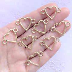 Heart Deco Frame for UV Resin Filling | Heart Open Bezel Connector Charm | Resin Jewelry Supplies (8 pcs / Gold / 24mm x 16mm)