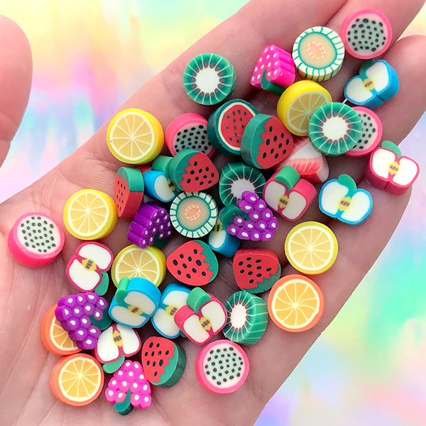 Assorted Miniature Fruit Polymer Clay Slices (Big Thick) Resin