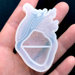 Heart Organ Silicone Mold | Resin Shaker Charm Mold | Halloween Cabochon DIY | Kawaii Goth Jewelry Making (36mm x 59mm)