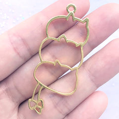 Fat Cat Skewer Open Bezel Pendant | Kawaii Kitty Deco Frame for UV Resin Filling | Pet Jewelry Making (1 piece / Gold / 21mm x 53mm)