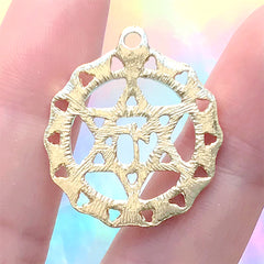 Star of David Magen David Charm | Six Pointed Star Hexagram Pendant | Judaism Jewelry Supplies | Sacred Geometry Jewelry DIY (1 piece / Gold / 24mm x 27mm)
