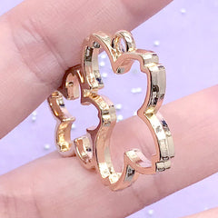 Double Sakura Open Back Bezel | Thick Deco Frame for Waterfall Shaker Charm Making | Kawaii UV Resin Craft (1 piece / Gold / 36mm x 30mm)