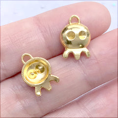 Little Ghost Charm | Teru Teru Bozu | Small Octopus Pendant | Kawaii Jewellery Supplies (12 pcs / Gold / 10mm x 14mm)