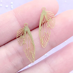 Small Butterfly Wing Metal Bookmark Charm | Insect Deco Frame | Kawaii UV Resin Jewelry DIY (2 pcs / 8mm x 22mm)