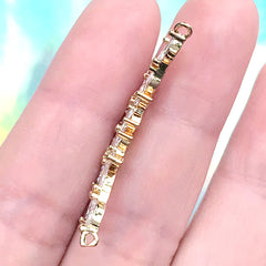 Rhinestone Flower Connector Pendant | Bling Bling Floral Charm | Luxury Jewellery Supplies (1 piece / Gold / 37mm x 14mm)