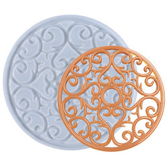 Mandala Coaster Silicone Mold | Hollow Coaster with Mandala Flower Pattern | Resin Home Decor (195mm)