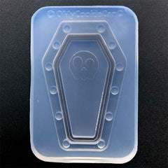 Kawaii Goth Coffin Shaker Charm with Skull Silicone Mold | Halloween Accessory Making | Resin Jewelry DIY (51mm x 79mm)