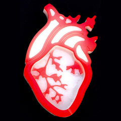 Heart Organ Silicone Mold | Resin Shaker Charm Mold | Halloween Cabochon DIY | Kawaii Goth Jewelry Making (36mm x 59mm)