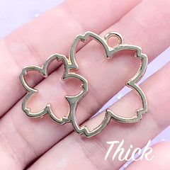 Double Sakura Open Back Bezel | Thick Deco Frame for Waterfall Shaker Charm Making | Kawaii UV Resin Craft (1 piece / Gold / 36mm x 30mm)
