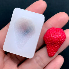 Half Strawberry Silicone Mold | Fruit Cabochon Mould for Resin Art | Sweet Deco Supplies | Kawaii Decoden (20mm x 28mm)