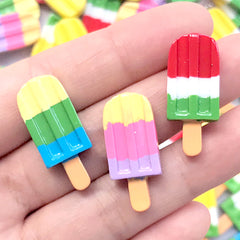 Rainbow Popsicle Cabochons | Colorful Ice Pop Embellishments | Sweet Deco | Kawaii Phone Case Decoden Supplies (3 pcs by random / 12mm x 28mm)