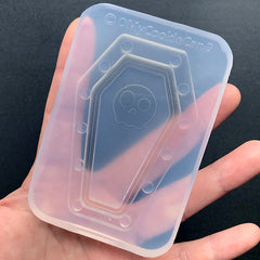 Kawaii Goth Coffin Shaker Charm with Skull Silicone Mold | Halloween Accessory Making | Resin Jewelry DIY (51mm x 79mm)