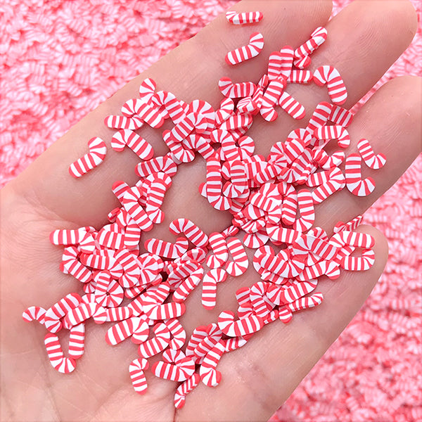 Peppermint Candy Cane Polymer Clay Slices | Christmas Sweets Deco | Kawaii Resin Shaker Bits | Nail Decoration (5 grams)