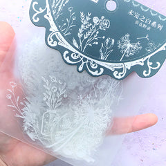 Floral PVC Sticker Flakes | White Flower Stickers | Resin Inclusion | Scrapbooking Supplies | Home Decor (Set of 40 pcs)